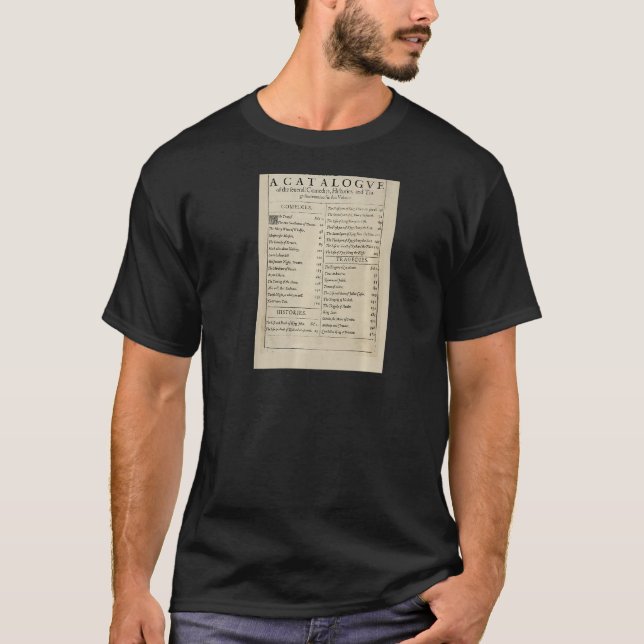 T-shirt Anniversary Table of Contents Shakespeare First Fo (Devant)