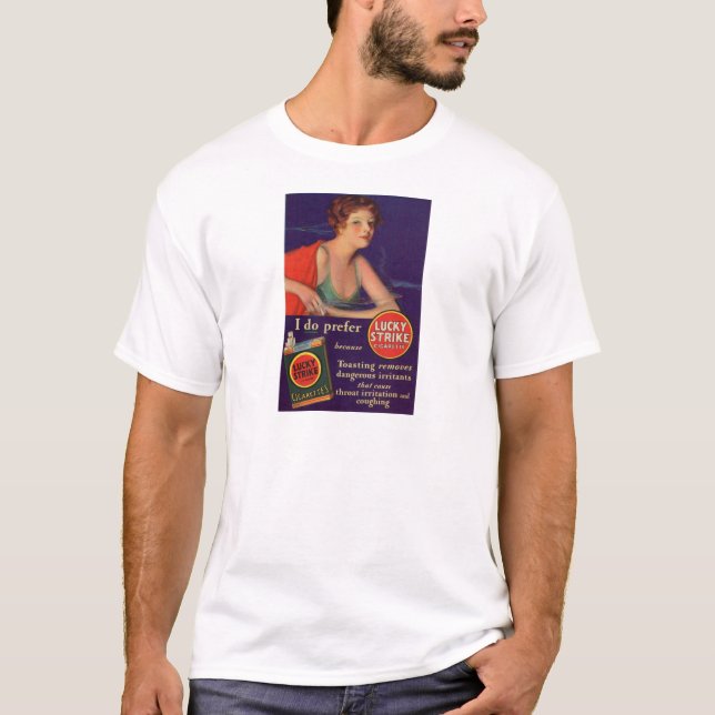 T-shirt Annonce chanceuse de cigarette des années 1920 de (Devant)
