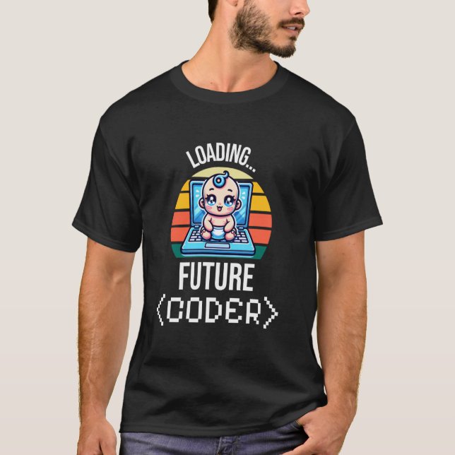 T-shirt Annonce de bébé codeur programmeur (Devant)