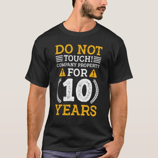 T-shirt Annonce De Service 10 Ans De Travail (Devant)