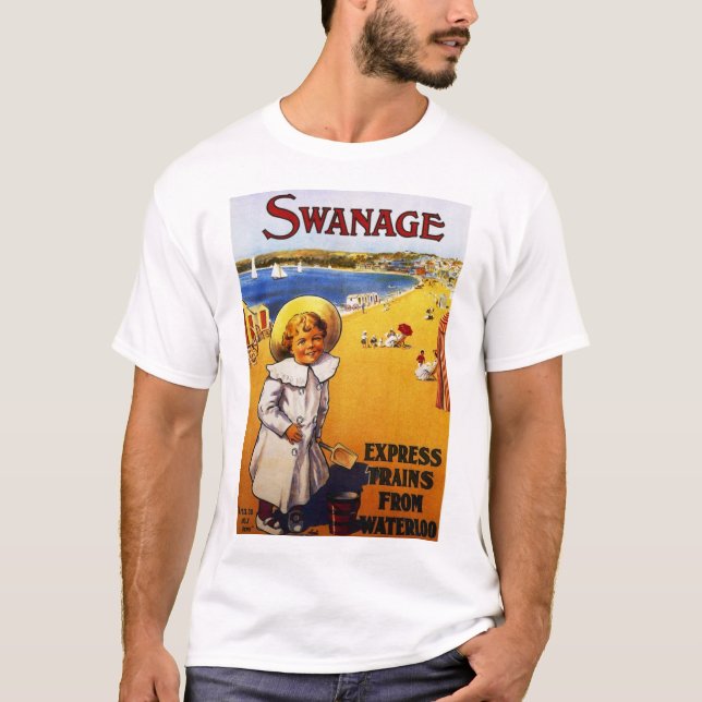 T-shirt Annonce vintage de bord de la mer de l'Angleterre (Devant)