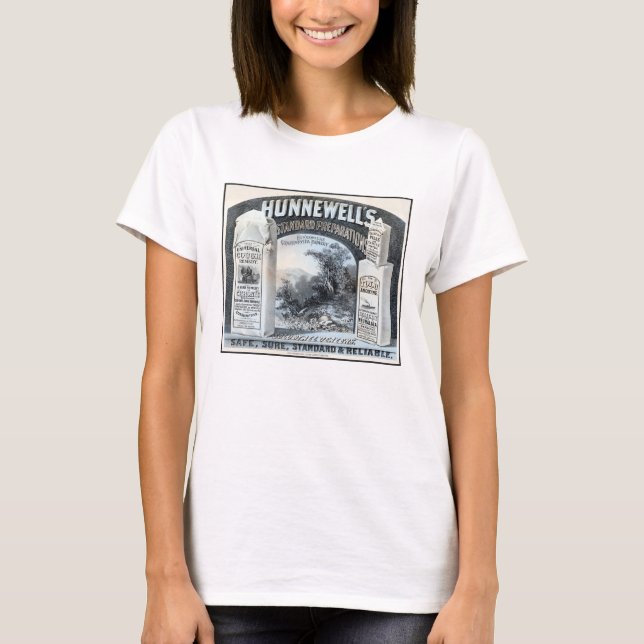 T-shirt Annonce Vintage Pour Hunnewells Préparations Stand (Devant)