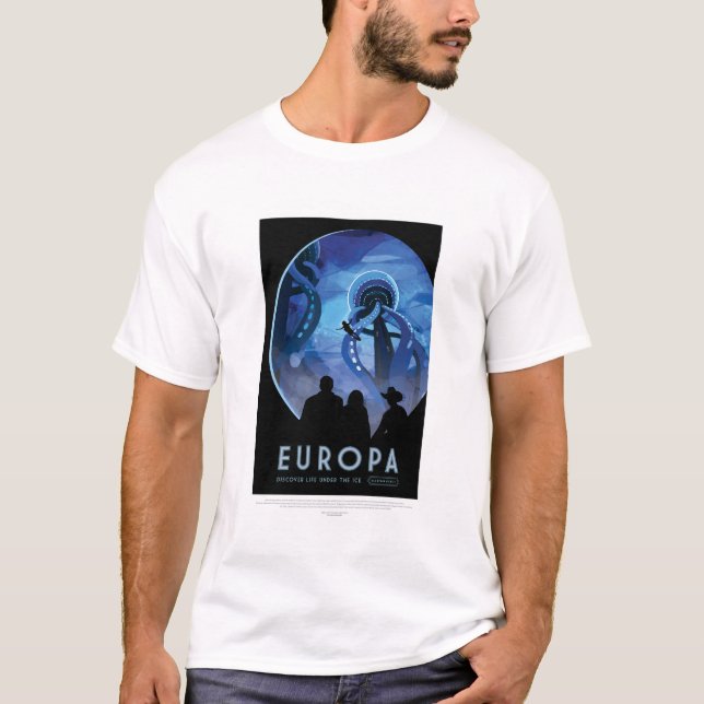 T-shirt Annonce Voyage Sci-Fi, Moon Europa (Devant)