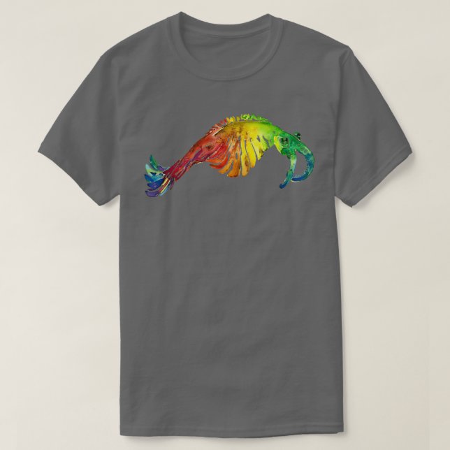 T-shirt Anomalocaris Fossil d'aquarelle en arc-en-ciel (Design devant)