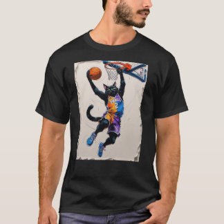 T-shirt Another black cat dunking a basketball!
