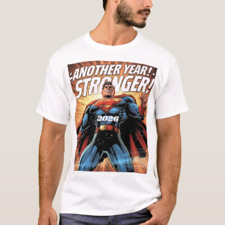 T-shirt Another Year Stronger! Superhero New Year Design w