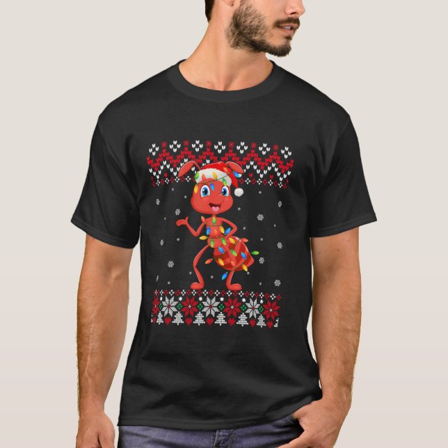 T-shirt Ant Santa Hat Hommes Femmes Enfants Vilain Noël Lu (Devant)