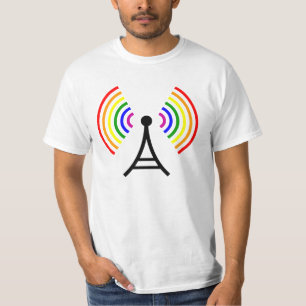 T-shirt Antenne gaie de signal d'arc-en-ciel de WiFi