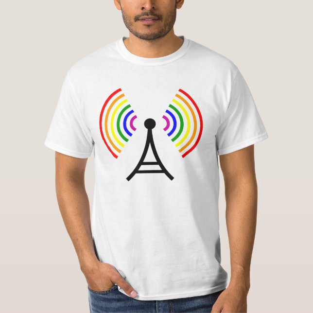 T-shirt Antenne gaie de signal d'arc-en-ciel de WiFi (Devant)