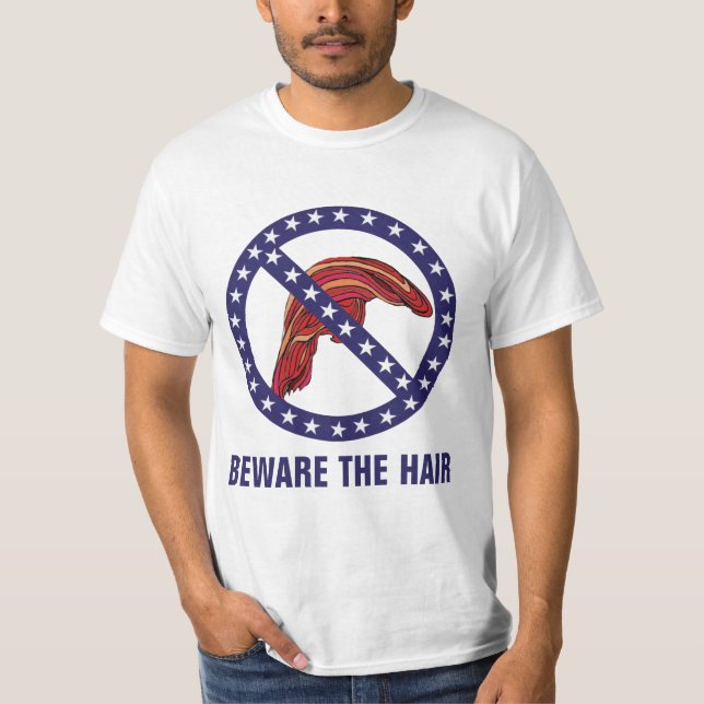 T-shirt Anti-Atout drôle "prenez garde de cheveux" (Devant)
