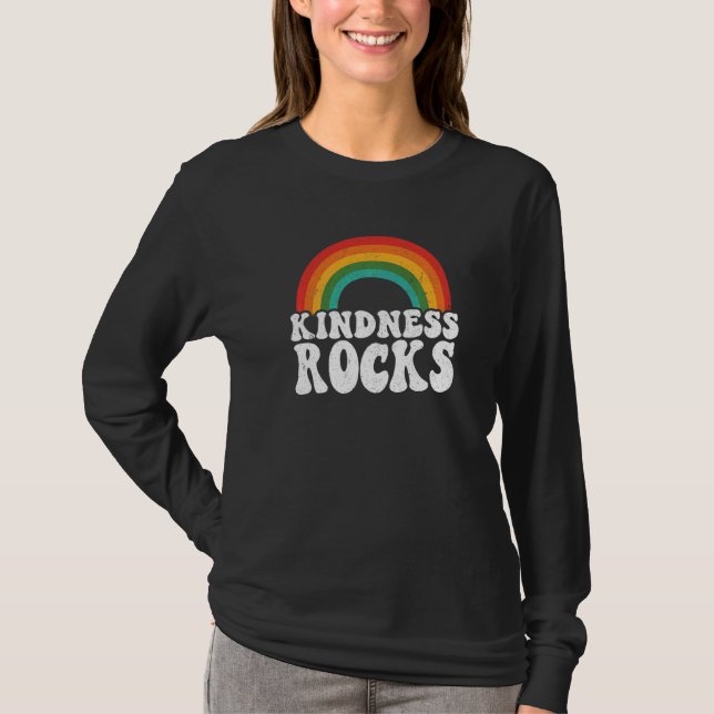 T-shirt Anti Bullying Hippie Retro Teacher Rainbow Kindnes (Devant)