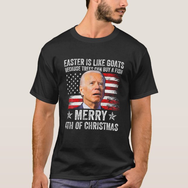 T-shirt Anti Joe Biden Joyeux 4 E 4 juillet Noël (Devant)