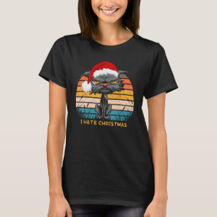 T-shirt Anti Noël Je Déteste Noël Cat Ennuyé Retro Sa