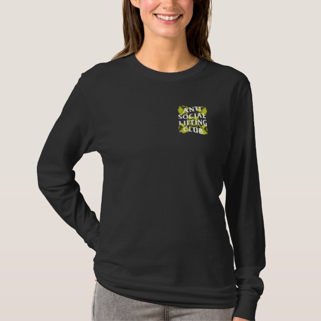T-shirt Anti Social Lifting Club Barbells Crossed Skull Ye (Devant)
