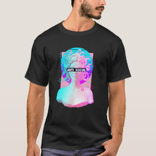 T-shirt Anti Social Rétro Vaporwave Medusa Statue Grec Mon