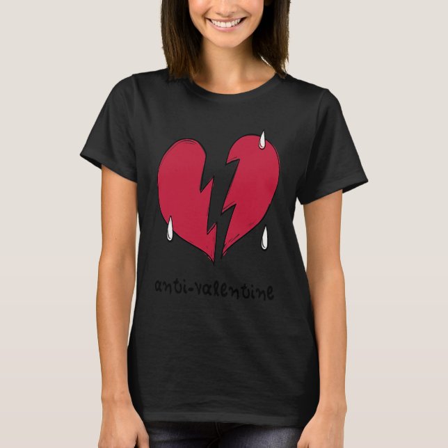 T-shirt Anti Valentine Broken Weeping Heart (Devant)