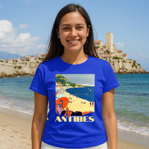 T-shirt Antibes, France Vintage Art Déco Tourisme de voyag