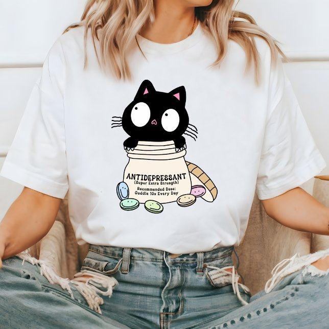 T-shirt antidépresseur pour chat de dessin animé,  (Créateur téléchargé)