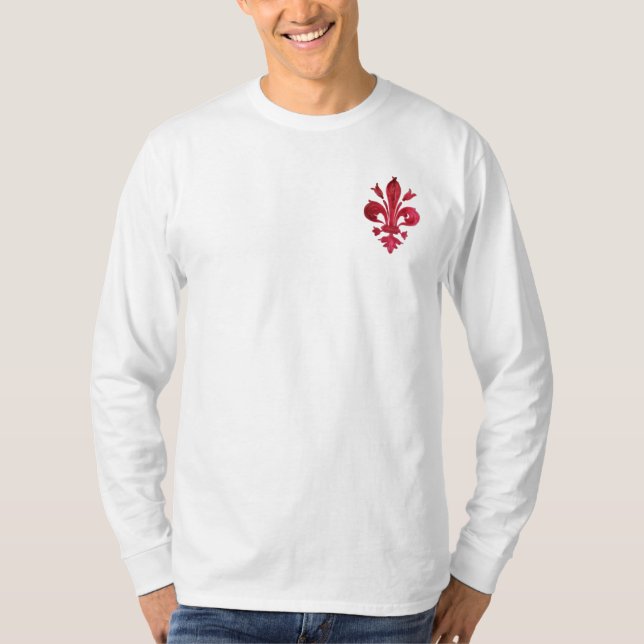 T-shirt ANTIQUE FLEUR ROUGE DE LIS EN Héraldique BLANC (Devant)