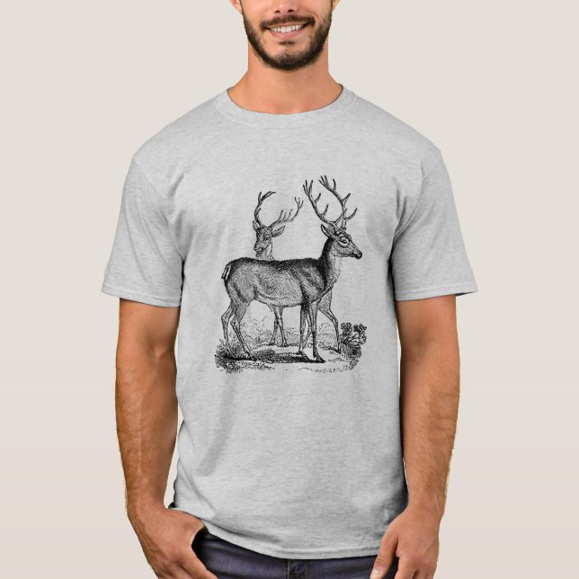 T-shirt Antique Wild Stag Deer (Devant)