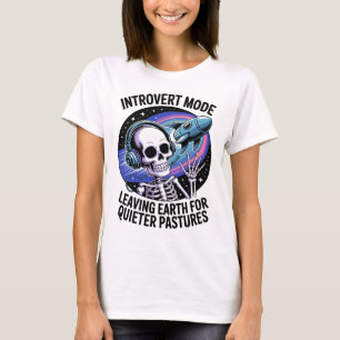 T-shirt Antisocial Introvert Funny Skeleton Espace Alien