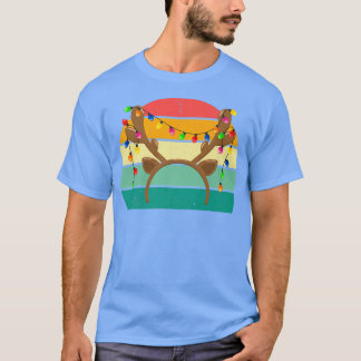 T-shirt Antlers de rennes Père Noël Lumières des sapins de