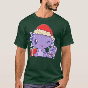 T-shirt Aolotl Santa Hat Xmas Lumières Cute Kawaii Aolotl