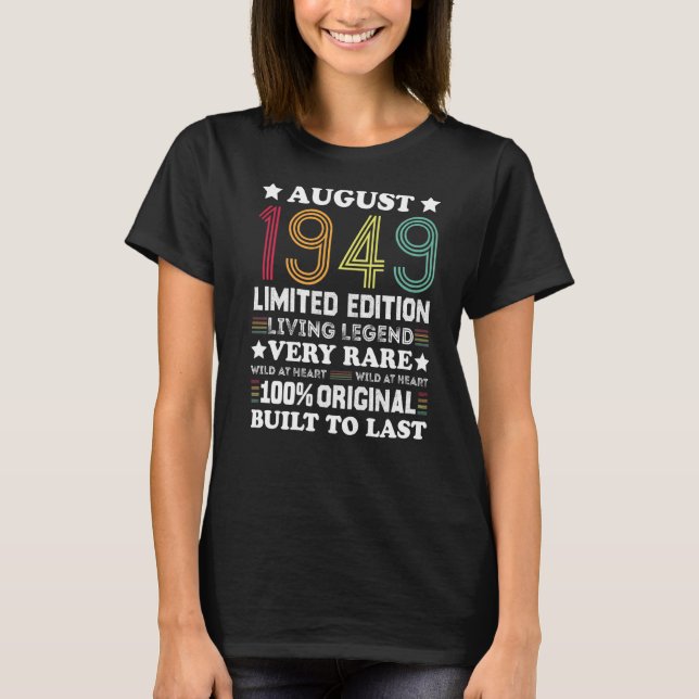 T-shirt Août 1949 1949 73 Ans 73e Anniversaire (Devant)