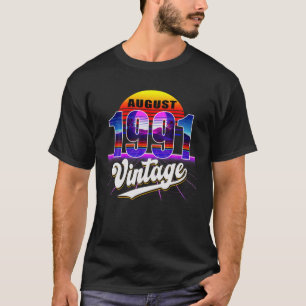 T-shirt Août 1991 Retro 30E Anniversaire Vaporwave 30'S St