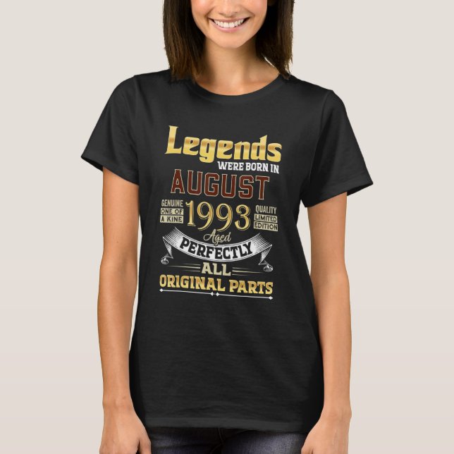 T-shirt Août 1993 29 Ans 29 Anniversaires Légendes B (Devant)