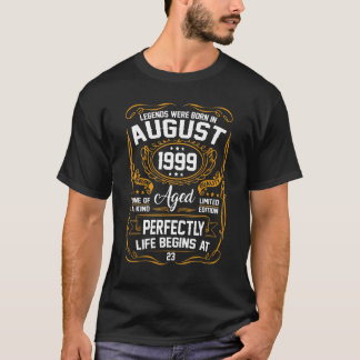 T-shirt Août 1999 23e anniversaire 23 ans Hommes femmes
