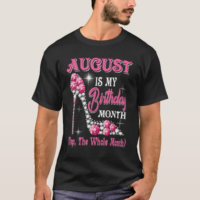 T-shirt Août Est Mon Anniversaire Mois Chaussures Queen Ha (Devant)