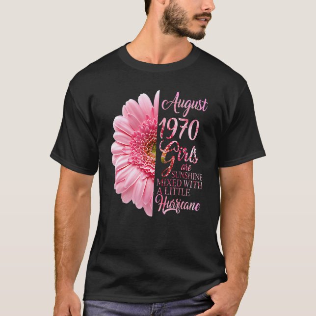 T-shirt Août Fille 1970 52 Ans D'Être Sunshine Mixte (Devant)