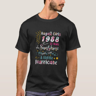 T-shirt Août Filles 1988 Anniversaire 33 Anniversaire Awes