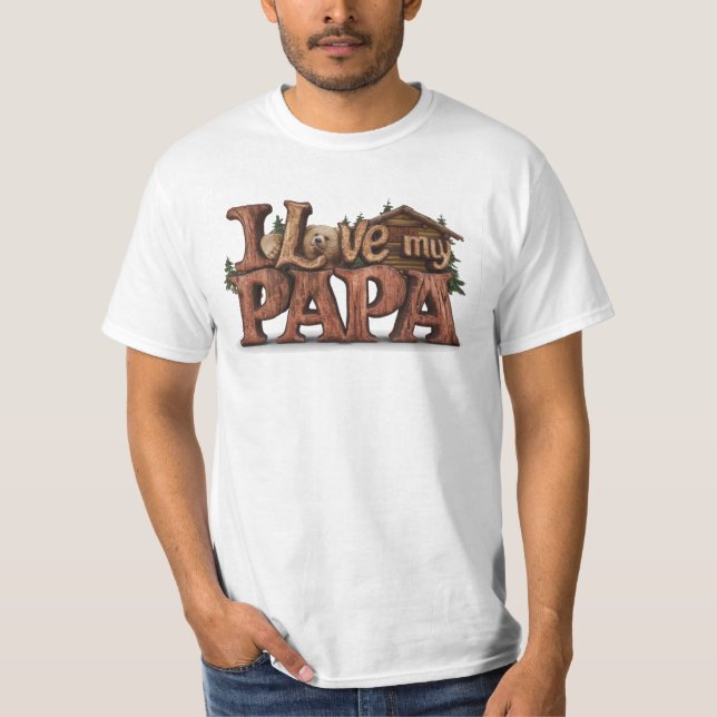 T-shirt *~* AP86 J'AIME MA Fête des pères PAPA Rustique (Devant)