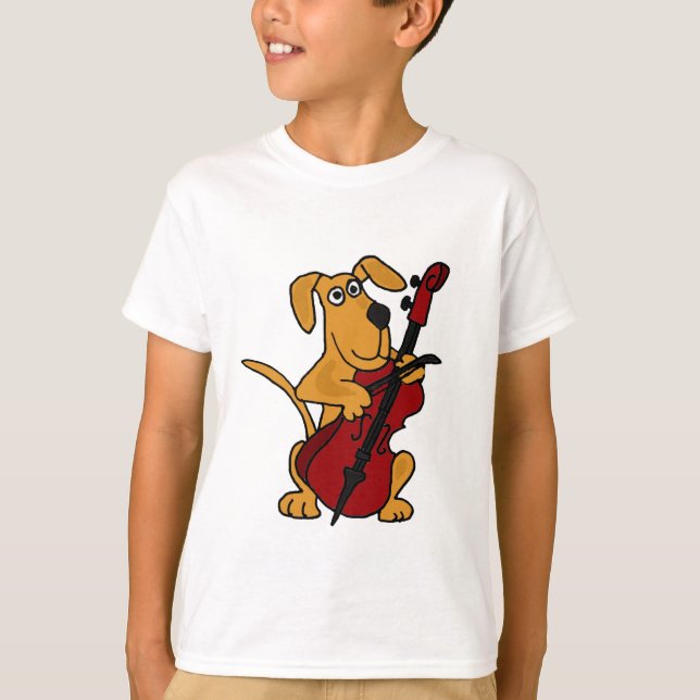 T-shirt AP chiot Brown jouant le violoncelle (Devant)