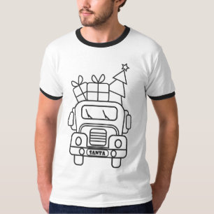 T-shirt Aperçu camion de Noël Père Noël voiture vue avant