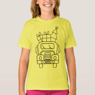 T-shirt Aperçu camion de Noël Père Noël voiture vue avant