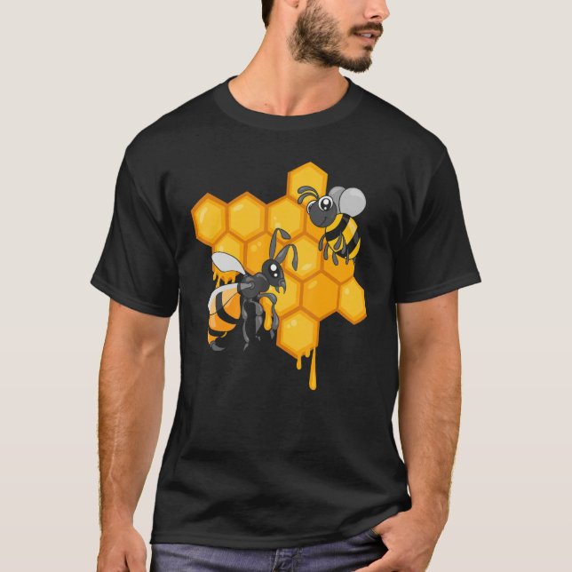 T-shirt Apiculture Cute Bees Honeycomb Bee Hive Beekeeping (Devant)
