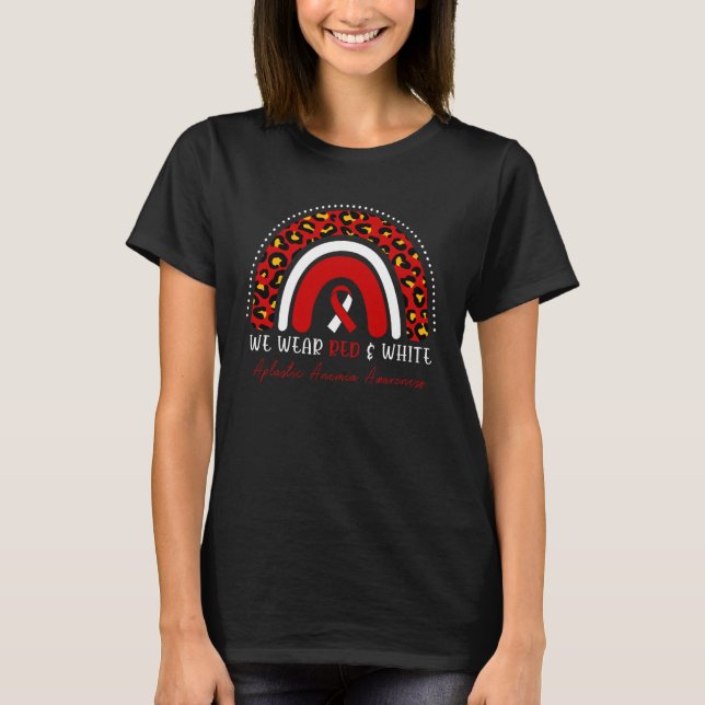 T-shirt Aplastic Anemia Awareness We Wear Red White Leopar (Devant)