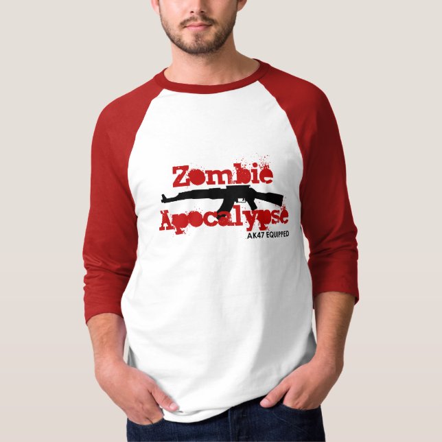 T-shirt Apocalypse AK47 de zombi équipé (Devant)