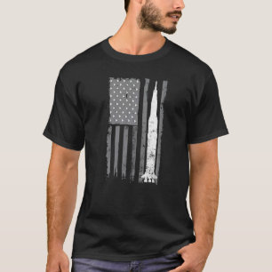 T-shirt Apollo 11 Saturn V Rocket Espace Drapeau Américain