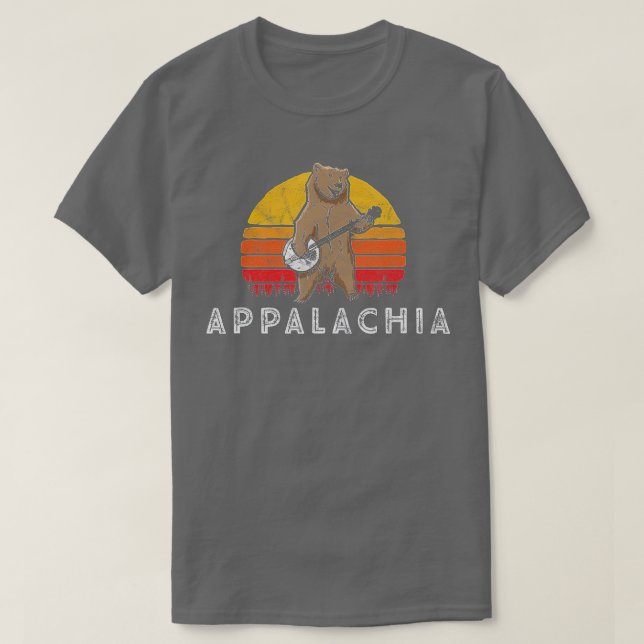 T-shirt Appalachia Bluegrass Banjo Ours Funny Retro  (Design devant)