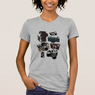 T-shirt appareil-photo affligé de photographie de