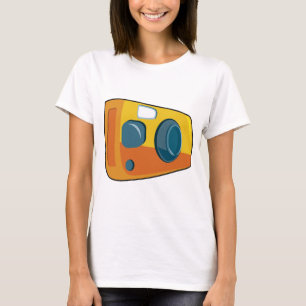 T-shirt Appareil Photo Jaune Rétro à Objectif Fixe et Pell