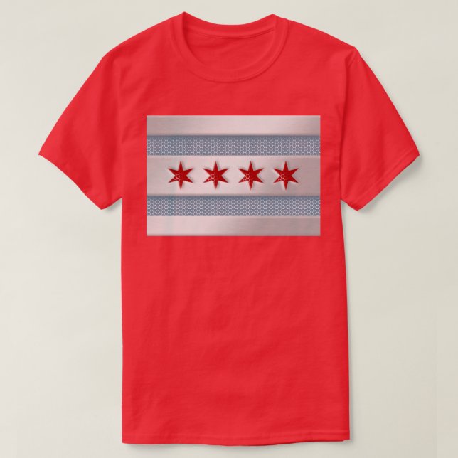 T-shirt Apparence en métal du drapeau de Chicago (Design devant)