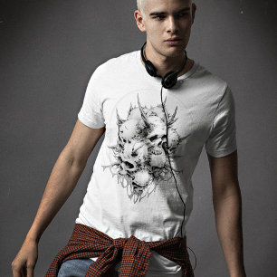 T-shirt Apparition de la mort fusionné crâne démon halo lé