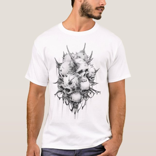 T-shirt Apparition de la mort fusionné crâne démon Lumière (Devant)