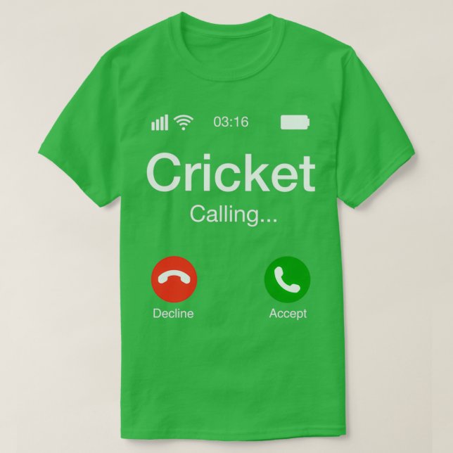 T-shirt Appel de cricket Cricket Téléphone 2 (Design devant)