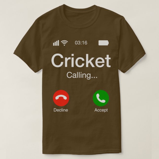 T-shirt Appel de cricket Téléphone de cricket (Design devant)